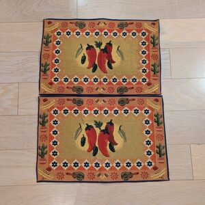 Set of 2 Vintage Chili Pepper Kitchen Placemats